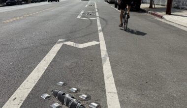 Eyes on the Street: New Armadillo-Type Bike Lane Delineators on Adams