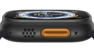 Apple Watch Ultra 3 render showcasing a larger display with slimmer bezels.