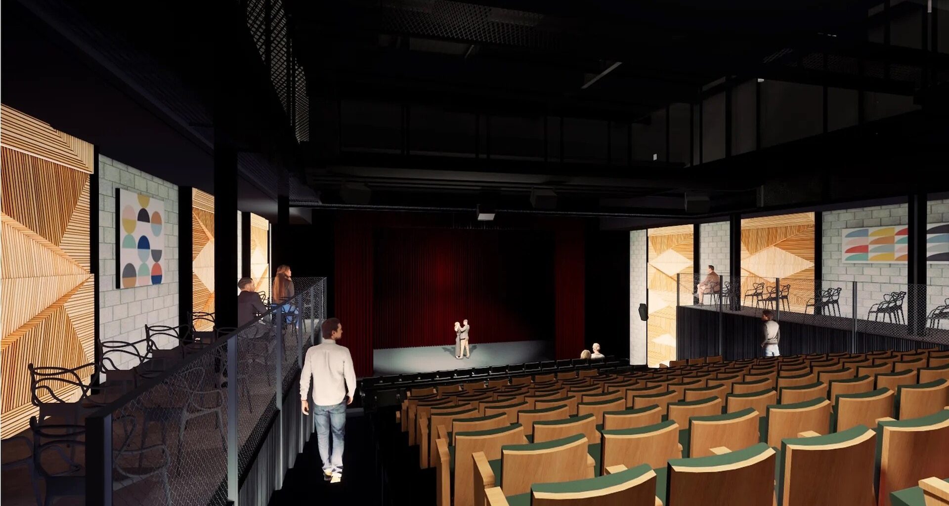 Interior rendering of stage at Liberty Station's new theater at the Joan and Irwin Jacobs Performing Arts Center in San Diego