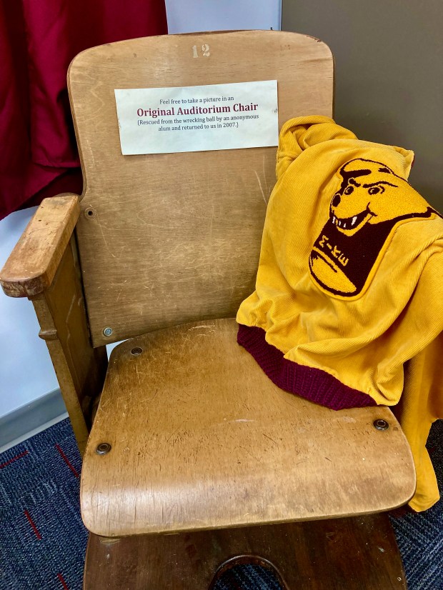 This original theater seat from the old Point Loma High...