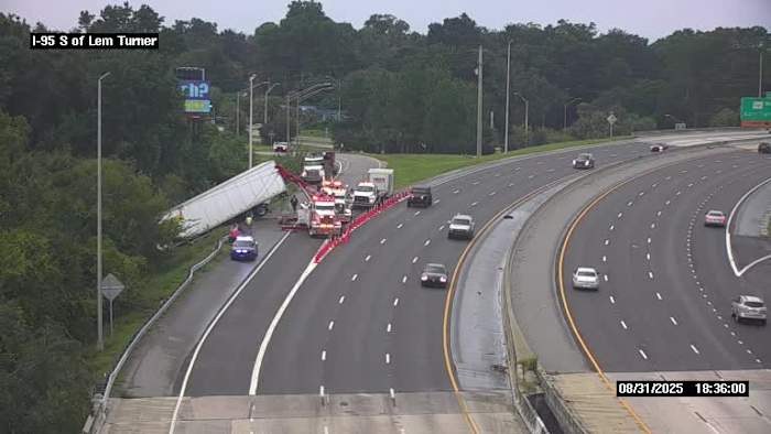 Lem Turner ramp closure continues after semi veers off road near I-95 south