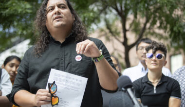 Activists protest delay in funding to fight Blue Line displacement