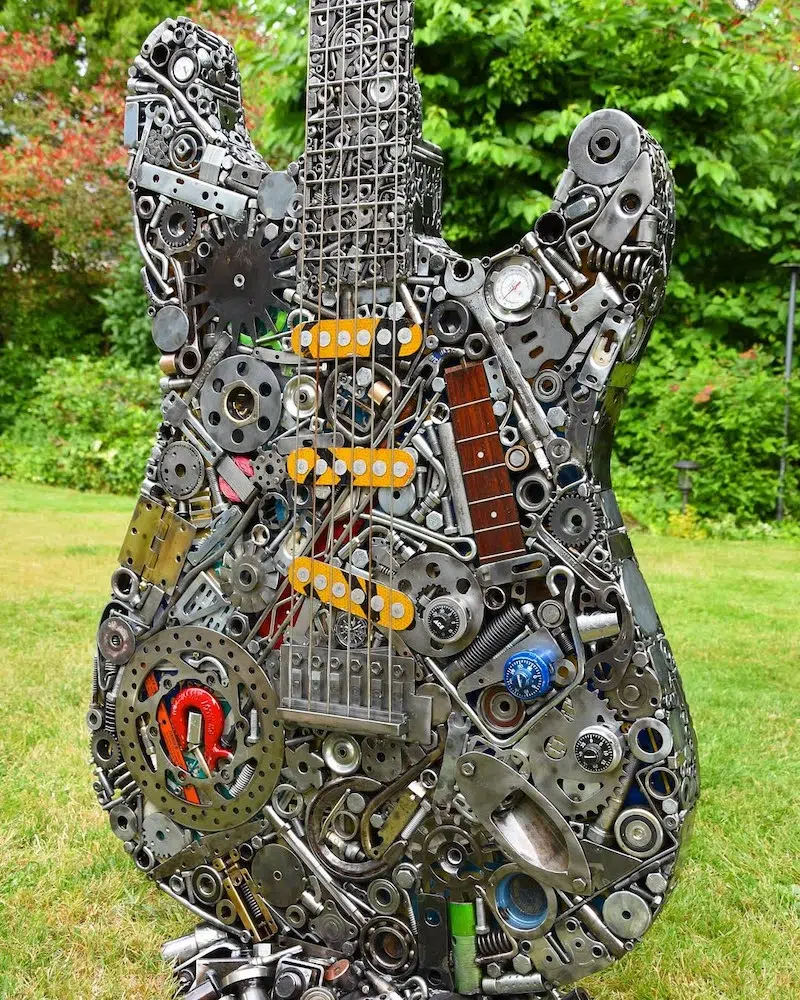 Sculpture of a guitar by Brian Mock