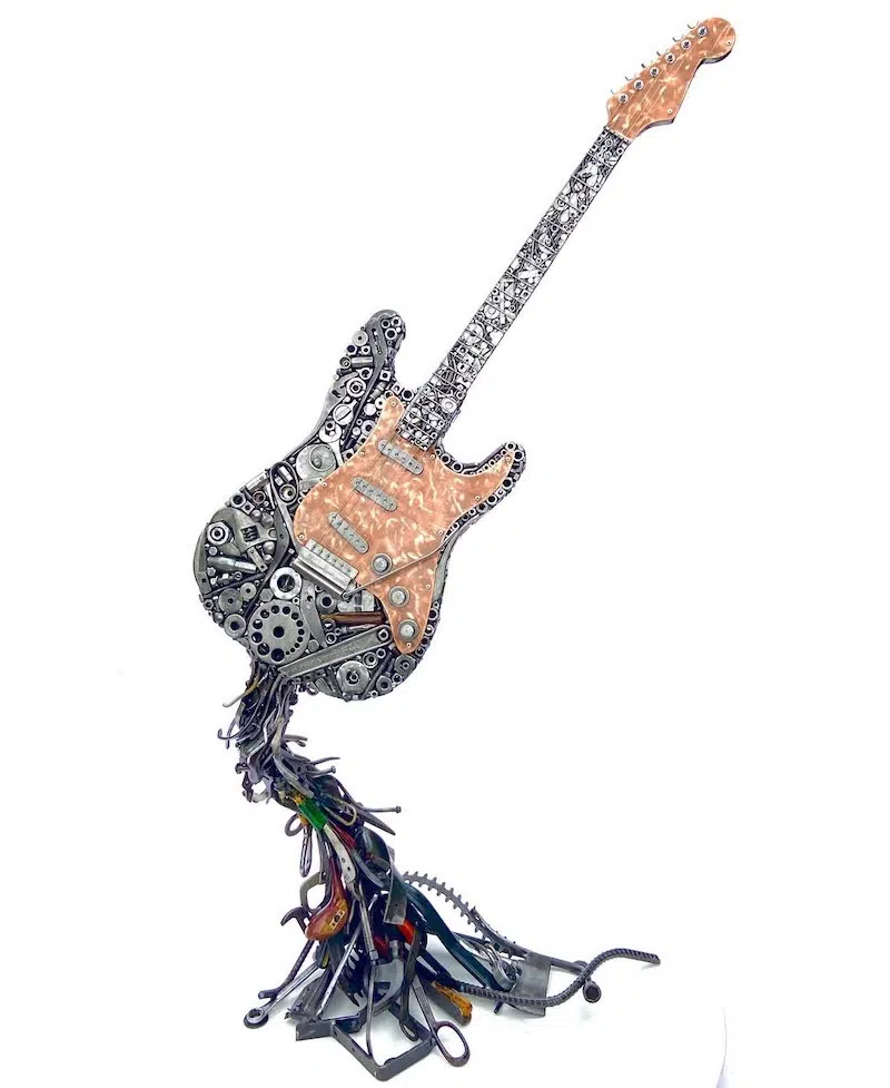 Sculpture of a guitar by Brian Mock