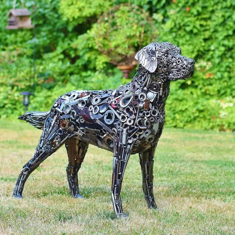 Sculpture of a dog by Brian Mock