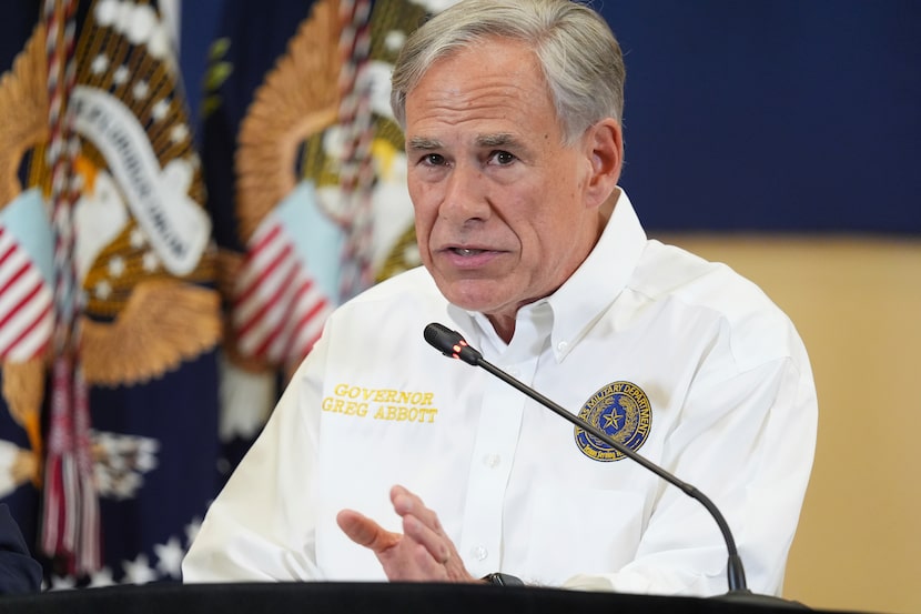 Texas Gov. Greg Abbott spoke during a roundtable discussion with President Donald Trump,...
