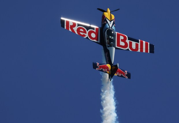 Kevin Coleman flies a Red Bull aerobatic plane during the Chicago Air and Water Show on Aug. 10, 2024, in Chicago. (John J. Kim/Chicago Tribune)