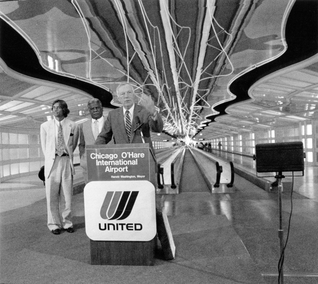 Futuristic, Helmut Jahn-designed United Airlines terminal opens at O'Hare International Airport