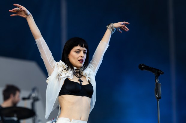 María Zardoy, lead singer of The Marias, performs at the Bud Light stage during Lollapalooza in Chicago's Grant Park, Aug. 3, 2025. (Dominic Di Palermo/Chicago Tribune)