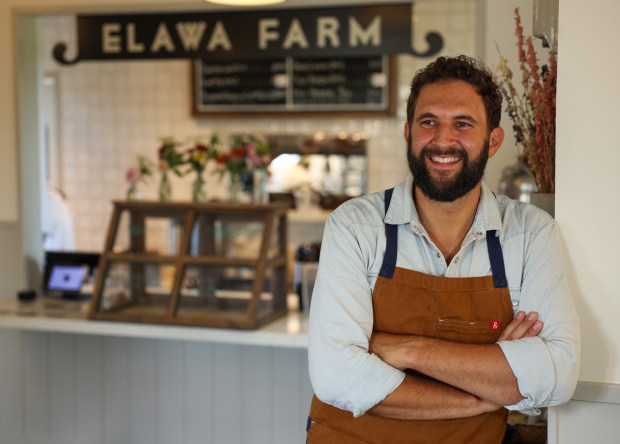 Chef Lee Kuebler in the Elawa Cafe at Elawa Farm...