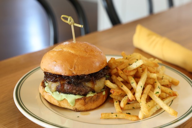 The Elawa burger with a side of beef fat fries...