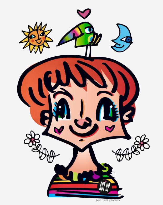 A drawning of Lori Cannon by Chicago artist David Lee Csicsko, who for more than 30 years had created artwork for GroceryLand, the long-running Edgewater food pantry for people who are HIV positive. Cannon, the driving force behind GroceryLand, died Aug. 3. (David Lee Csicsko)