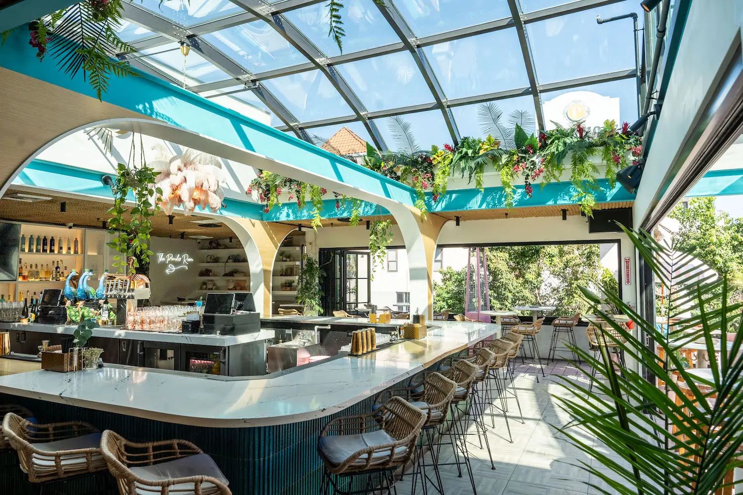 Interior of San Diego rooftop bar and restaurant Coco Maya in Little Italy