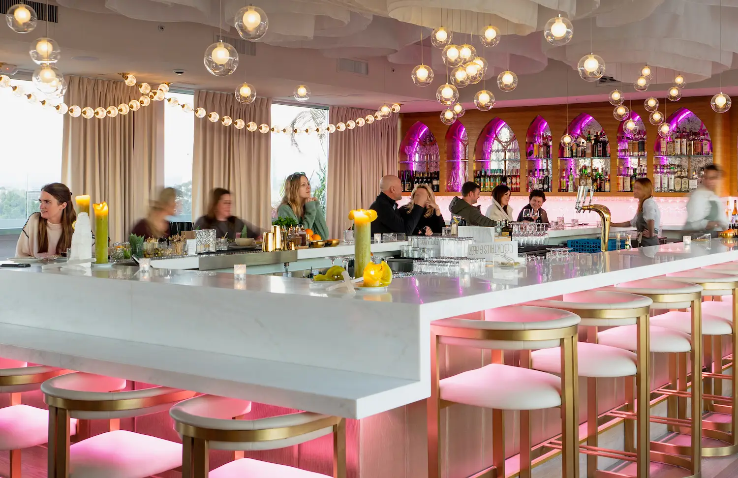 Interior of San Diego rooftop restaurant and bar Communion at the Sasan in Mission Hills