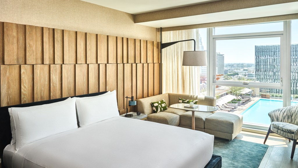 A guestroom at the Conrad Hotel.