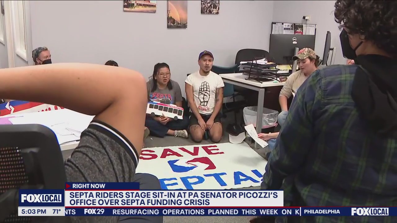 SEPTA riders sit-in at Senator Picozzi's office due to funding crisis