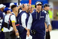 Dallas Cowboys head coach Brian Schottenheimer walks the sidelines in the closing minutes of...