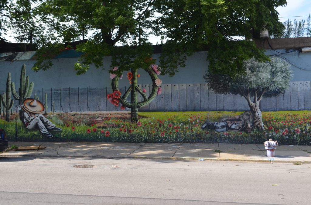 A Palestinian-Mexican mural at West 16th Street and South Ashland Avenue, as seen on July 10, 2025.