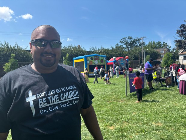 Joseph Sarjoo said all of the 800 bags, and all of the food, drinks and prizes and games, were paid for by the Bread of Life Church members. (KATHLEEN E. CAREY - DAILY TIMES)