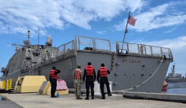 Family says goodbye to USS St. Louis as it deploys to fight drug trafficking in Caribbean