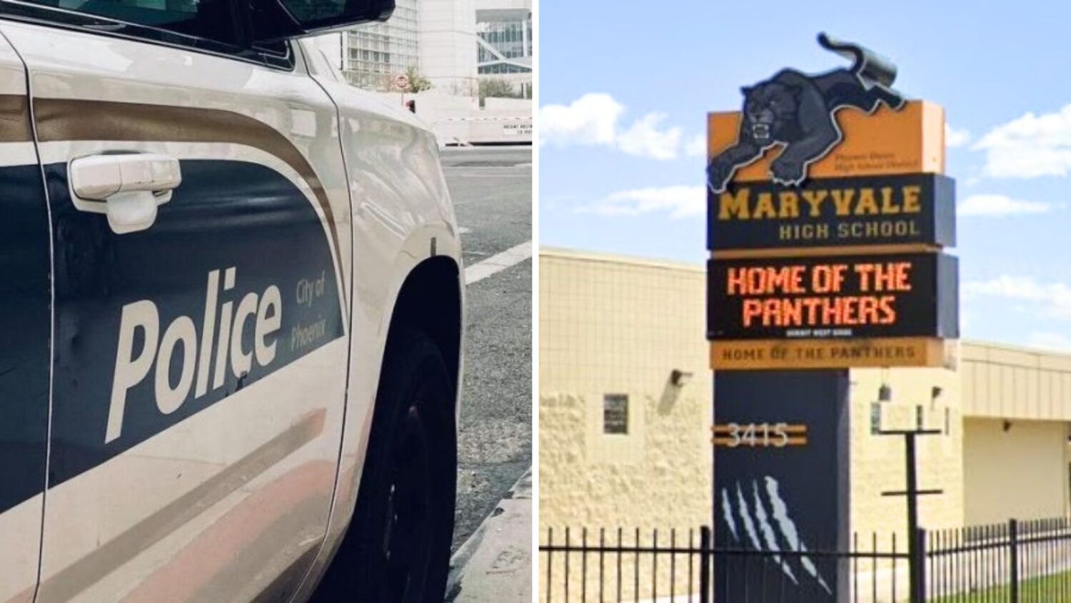(File Photos from Phoenix Police Department, left, Google Maps, right)...