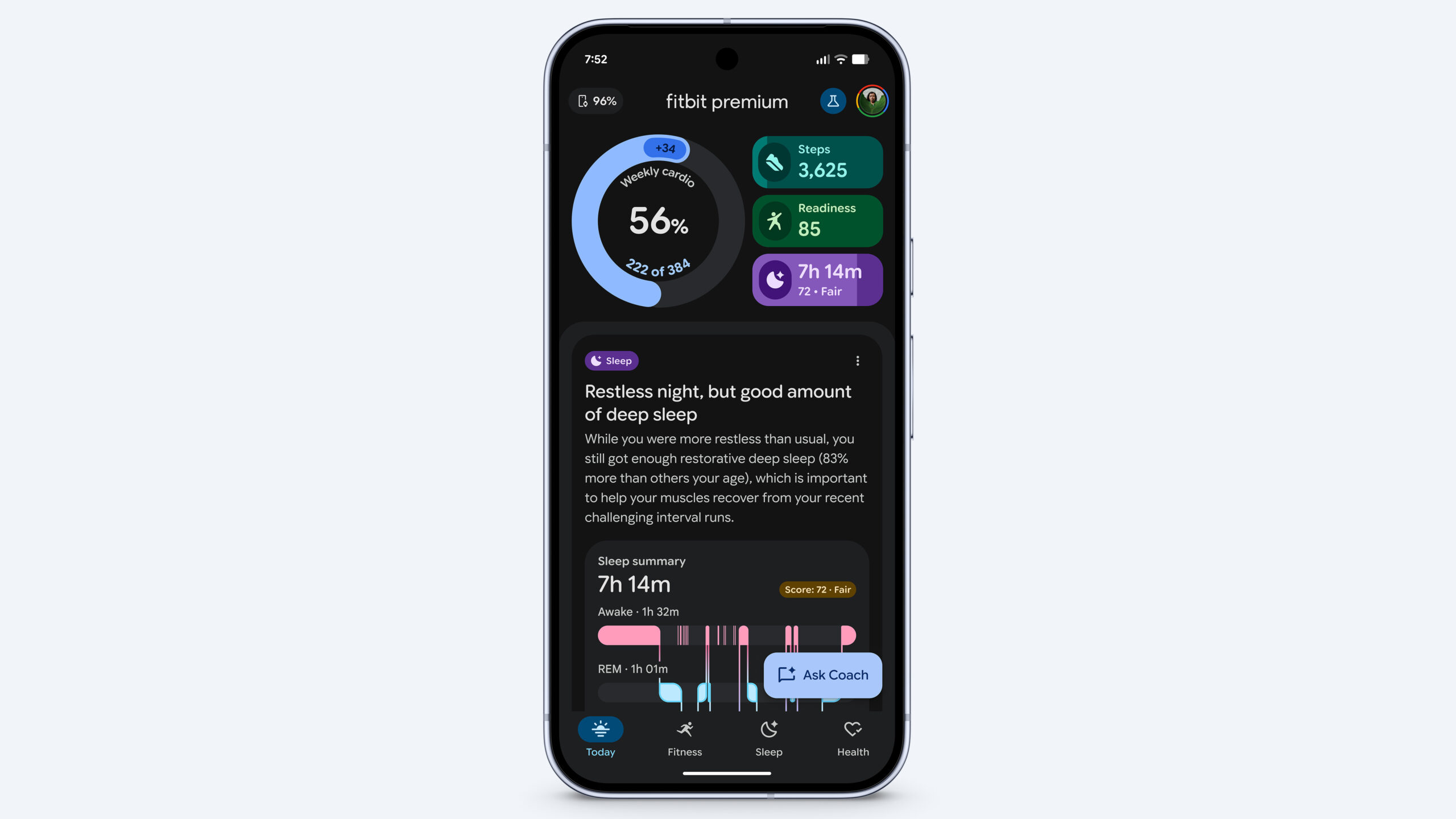 Fitbit Premium Today Tab