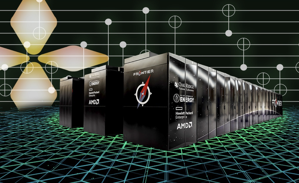 Illustration of frontier supercomputer integrating quantum components