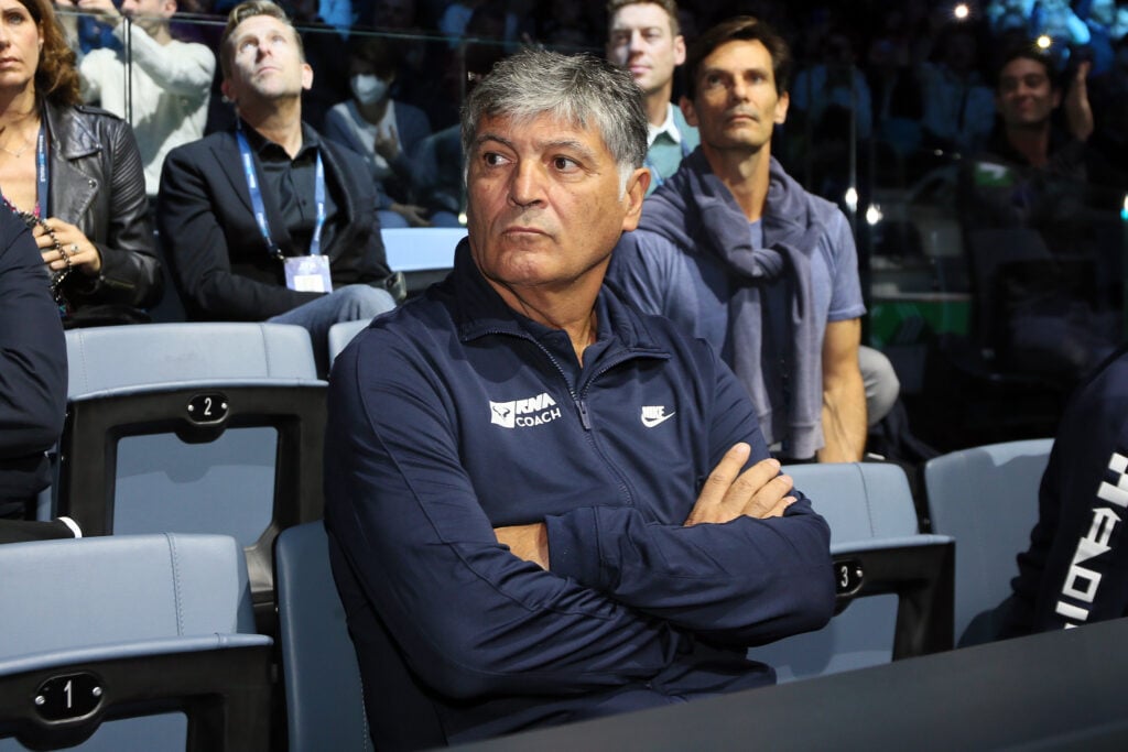 Toni Nadal of Spain attends Round Robin Singles match betwwen Rafael Nadal of Spain and Felix Auger-Aliassime of Canada during day three of the Nitto ATP Finals at Pala Alpitour.