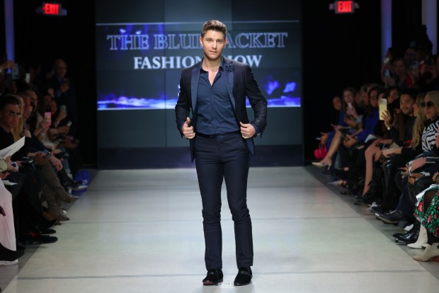 Donald Zieben-Hood walks the runway wearing ARI during the Seventh Annual Blue Jacket Fashion Show at Moonlight Studios on Feb. 1, 2023 in New York City. (Photo by JP Yim/Getty Images for Blue Jacket Fashion Show)