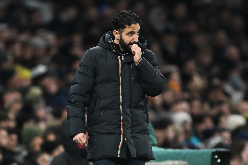 Ruben Amorim watching his Manchester United side face Tottenham in the Carabao Cup