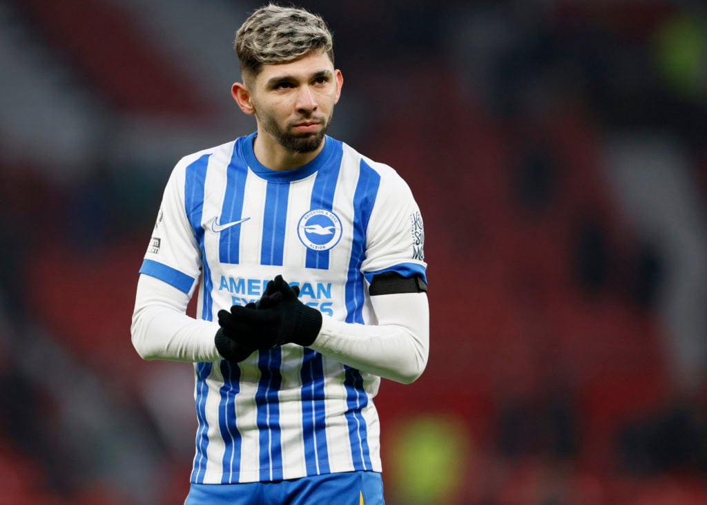 Julio Enciso of Brighton and Hove Albion celebrates during Premier League match