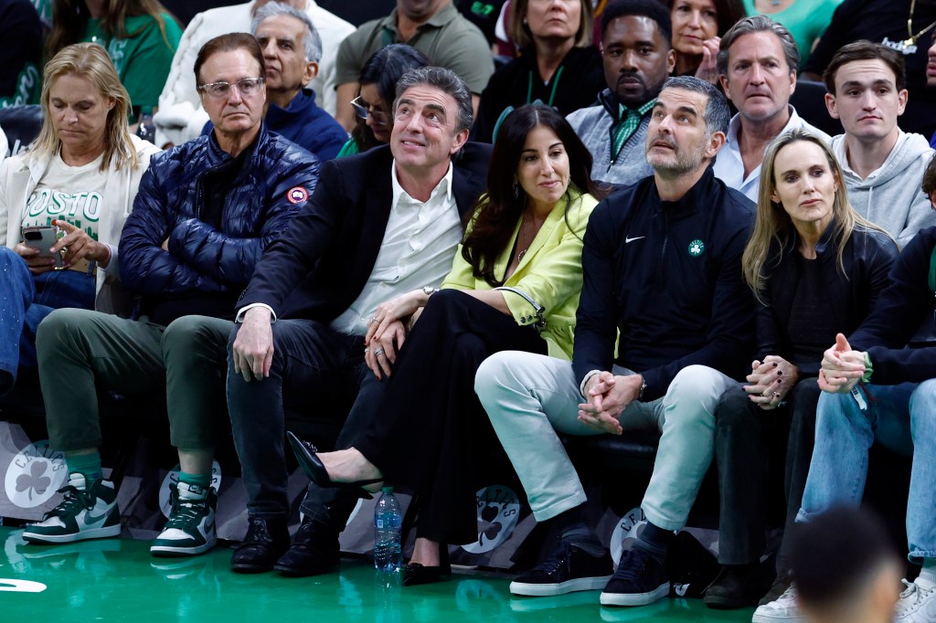 Spectators at a Celtics basketball game.