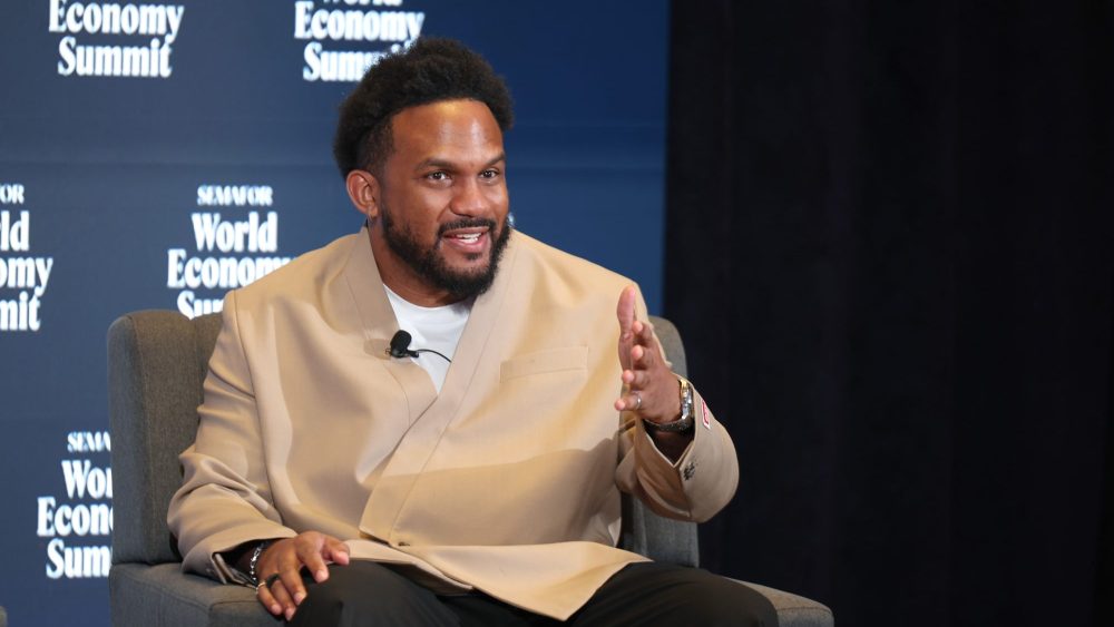 WASHINGTON, DC - APRIL 24: Everette Taylor, CEO, Kickstarter speaks on stage during The Semafor 2025 World Economy Summit - Day 2 at Conrad Washington on April 24, 2025 in Washington, DC.  (Photo by Tasos Katopodis/Getty Images for Semafor )