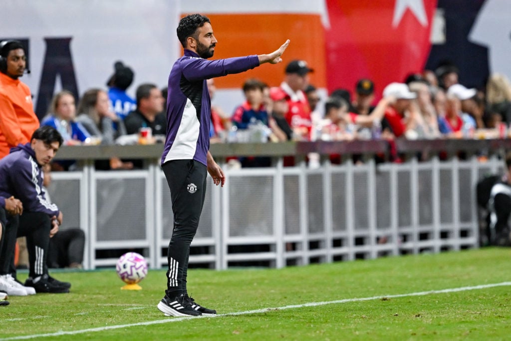 Manchester United head coach Ruben Amorim reacts during the Premier League Summer Series match between Manchester United and Everton AFC on August 3rd, 2025