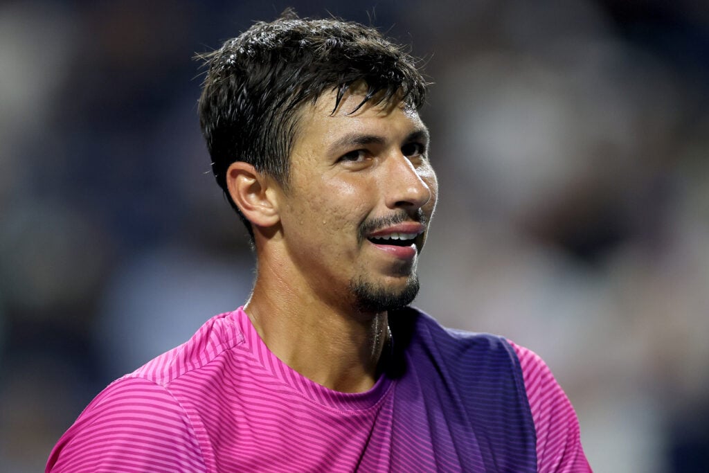 Alexei Popyrin reacts during his win over Daniil Medvedev at the 2025 Canadian Open