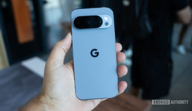 Google Pixel 10 Pro in Moonstone in a man's hands showing back