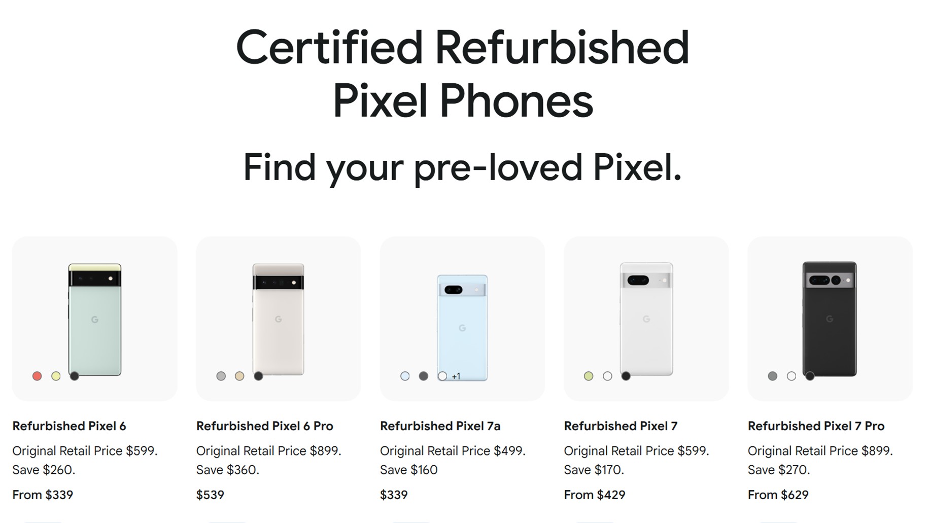 Google Store Refurbished No Pixel 6a