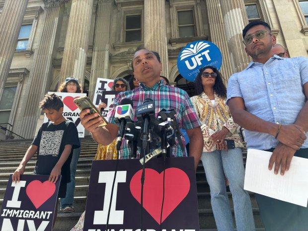 Speaker at the New York Immigration Coalition's annual "Know Your Rights" press conference on August 27, 2025. (NYIC) 