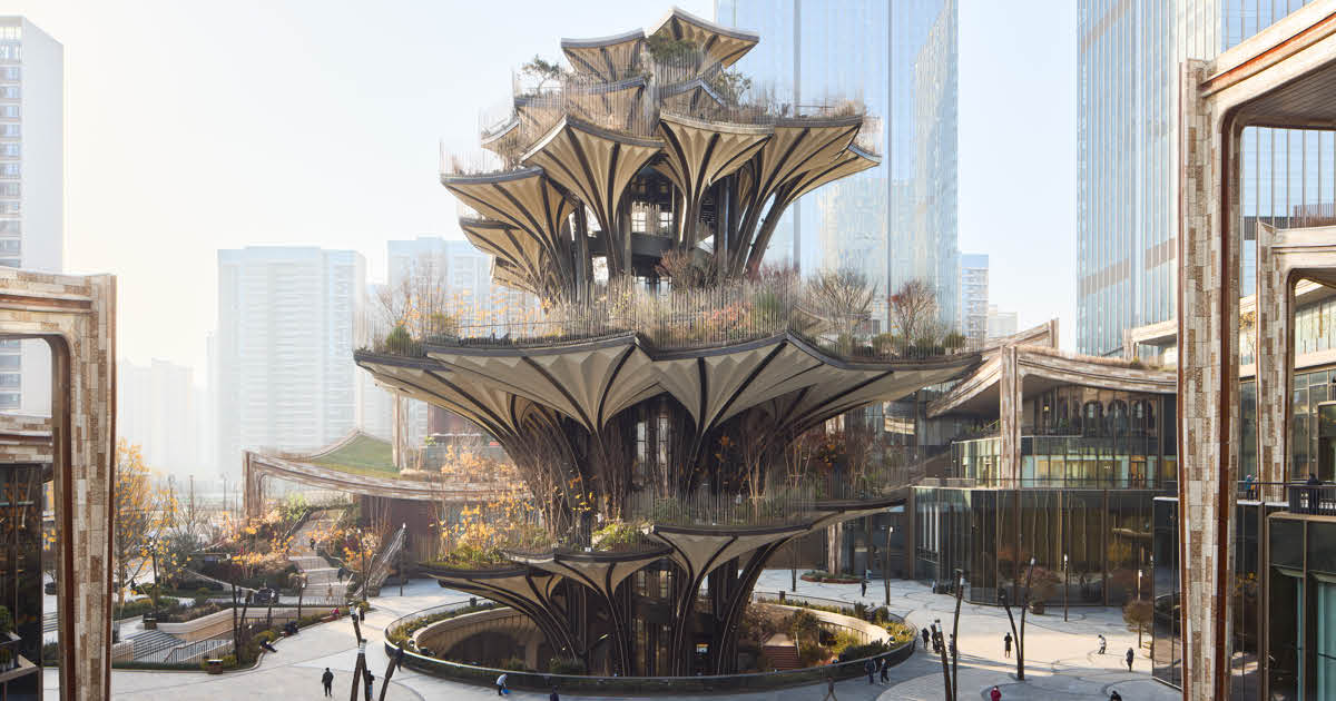 Dramatic, Sculptural Tree Foregrounds New District in Xi’an