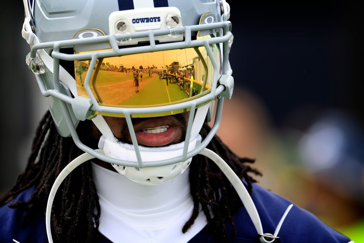 Dallas Cowboys cornerback Trevon Diggs arrives for training camp practice in Oxnard,...