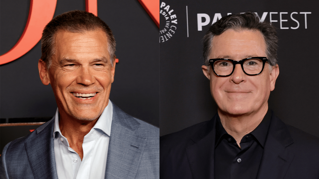 Josh Brolin and Stephen Colbert