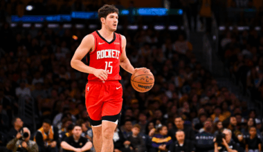 Apr 11, 2025; Los Angeles, California, USA; Houston Rockets guard Reed Sheppard (15) moves the ball against the Los Angeles Lakers during the second half at Crypto.com Arena. Mandatory Credit: Jonathan Hui-Imagn Images