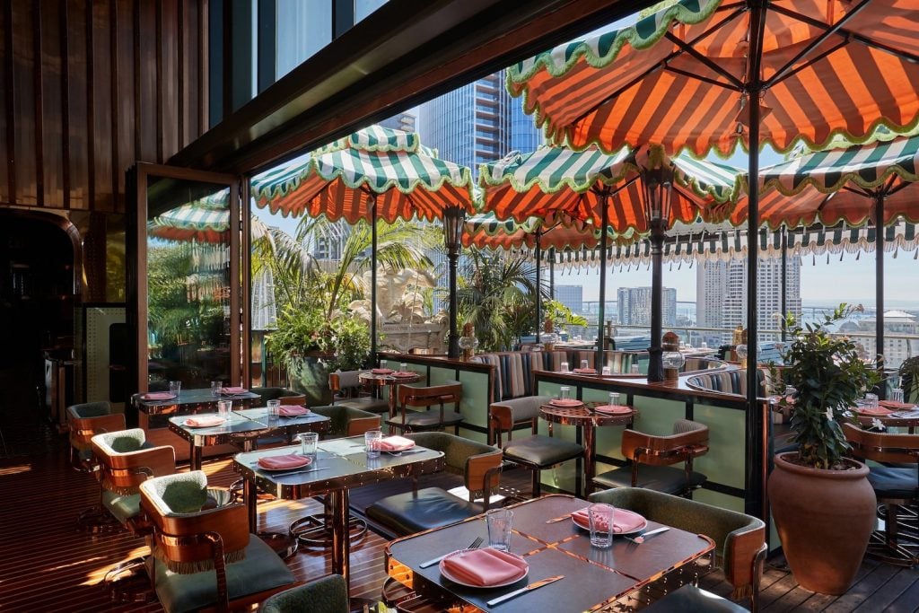 Interior of San Diego rooftop bar and restaurant Seneca Trattoria 