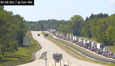 Bus rollover with dozens of passengers shuts down all lanes on NY Thruway east of Buffalo