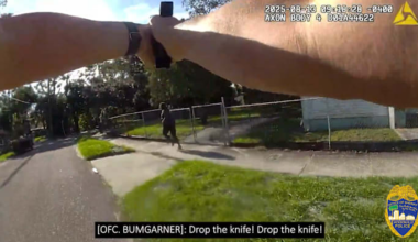 A man holding a knife pointed it and told a JSO officer to ‘back up.’ The officer shot him as he ran away, video shows