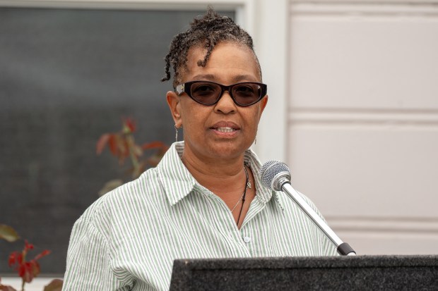 Rita Cofield, public historian and conservation architect, speaks during a...