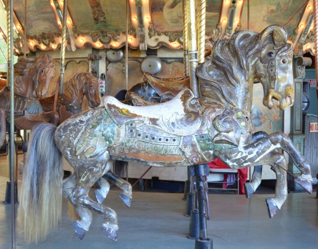 A close-up of this carved horse on the Griffith Park...