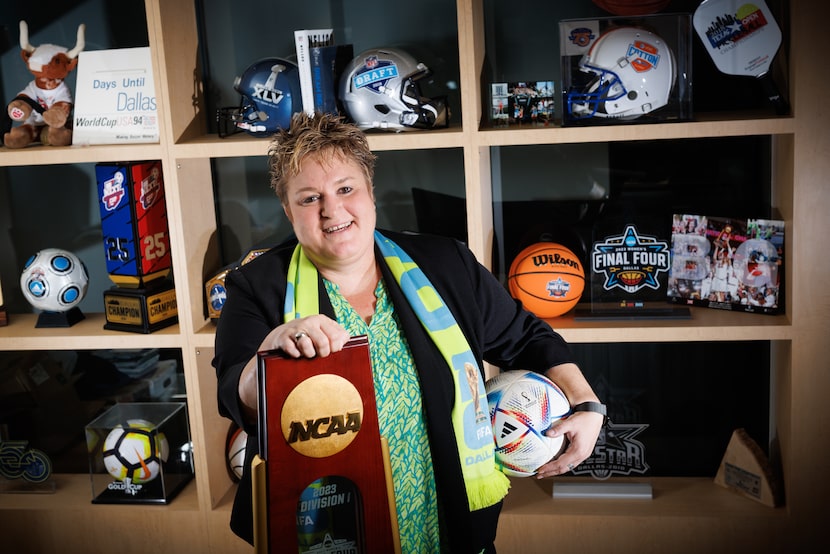 Monica Paul, executive director of the Dallas Sports Commission poses for a portrait at her...