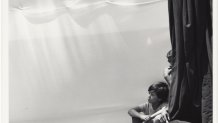 Manuel Álvarez Bravo (Mexican, 1902–2002), Two Women and the Large Curtain with Shadows (Dos mujeres y la gran cortina con sombras), 1977. Gelatin silver print on paper, 8 × 10 in. (20.3 x 25.4 cm). Meadows Museum, SMU, Dallas. Gift of W. Barton Munro, 1980; transfer from the University Art Collection, MM.88.05.05. © Archivo Manuel Álvarez Bravo S.C. Meadows Museum, SMU 2025