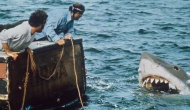 Jaws, from left: Richard Dreyfuss, Robert Shaw, 1975